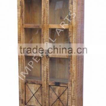 Indian Mango Wood Glass Cabinet