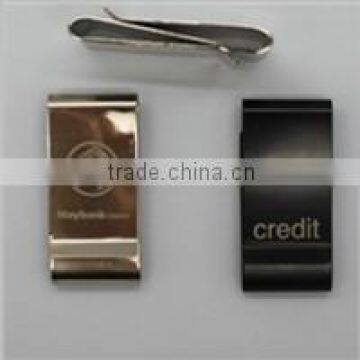 Wholesale high quality stainless steel metal hinged money clip,two-sided moneyclip for promotion