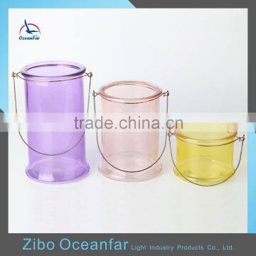 Factory Price Colored Candle Jars Glass Container Hot Sale Lantern Wedding Favors