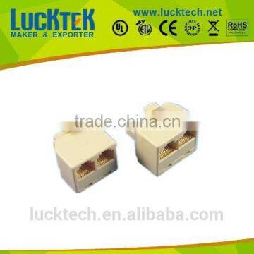 SINGLE MALE PLUG TO DUAL FEMALE JACK TELEPHONE RJ11 ADAPTER PLUG