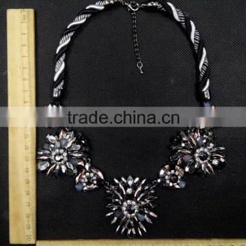 Fashion Rope Chain Necklace Crystal Flower Pendant Necklace New Design Necklace 2015 photo-5