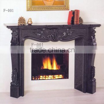 black artificial stone fireplace