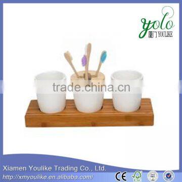 Alibaba express wholesale popular design bamboo bathroom accessory set