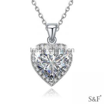 17606 Fashion Lady Zircon BIg Heart Necklace