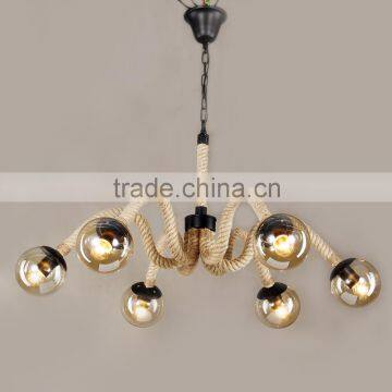 Durable Metal Baking Finish Lamp Ceiling Plate Lighting Woven Hemp Rope Light