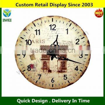 SHABBY CHIC VINTAGE FRENCH PARIS STYLE WALL SIGN PLAQUE CLOCK DESIGN IMAGE WOOD 11.8"DIAMETER YM3-089