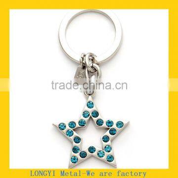 Promotional metal keychain/zinc alloy metal key chain with rhinestone