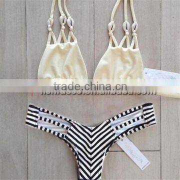 White zebra-stripe tied micro bikini