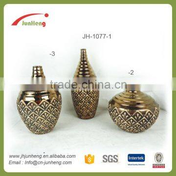 home & garden vase electroplating gold ceramic corn planter, gold chinese ceramic vase