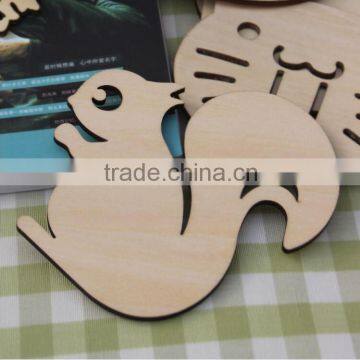 plywood carved cartoon animal shape wooden cup coaster cup saucers