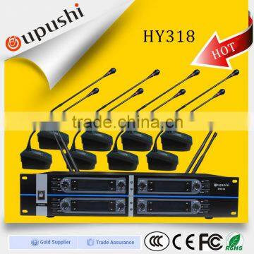 Top quality table microphne 8 channel uhf pll cordless conference mic