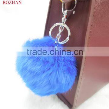 Genuine Rabbit Plush Promotional Gift Keychain/ Handbag Accessories Pom Pom Keyring photo-3