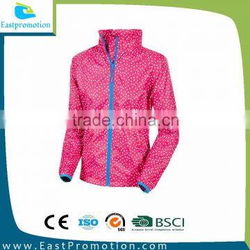 190T WAVE POINT PRINTED NO HOODED WATERPROOF WINDBREAKER JACKET