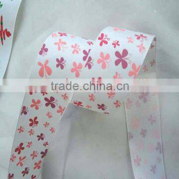 Custom printed polyester satin ribbon flower logo Wholesale