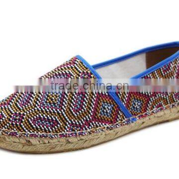 ethnic trend jute sole espadrilles fashion shoe ladies flat loafer shoes, espadrille