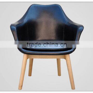 Black Leather Wooden Dining Room Chairs photo-2