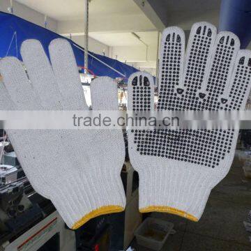 pvc dotted cotton gloves, knitted cotton hand gloves,safety work gloves,poly cotton gloves/guantes de puntos de PVC 0112