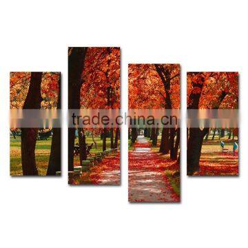 Garden landscape red trees Canvas Print with your photos