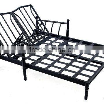 outdoor furniture double deck chair sofa bed double aluminum deck chair