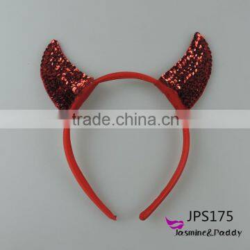 New red sequins horn headdress Halloween props party accessories