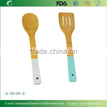 SP2-203/2 Pieces Bamboo Kitchen Serving Utensil Set , Bamboo Spatula Set /Spoon Set With Printed Handle