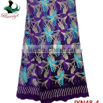 New Arrival French Net Lace Fabric, African Tulle Lace Fabric With Stones JYN48 photo-4