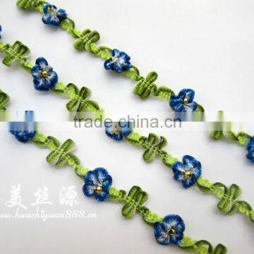 good quality blue and white flower lace trim