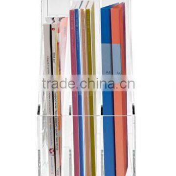 3 Slots Clear Acrylic Desktop Literature Organizer / Magazine & Document File Folder Storage Display Rack(AD-B-126)
