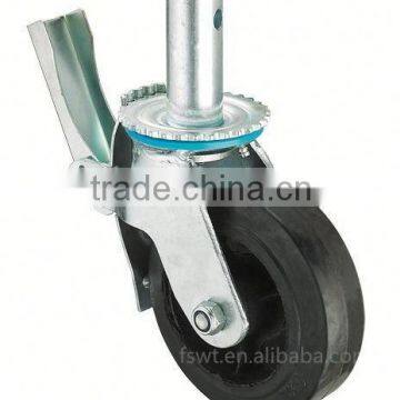 6 Inch Heavy Duty Rubber Industrial scaffold caster wheel with brake