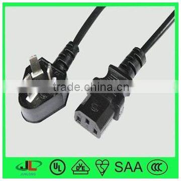 China standard cable electrical plug, CCC male 3 pin to female 3 pin power cord, extension cords two ends flat plug