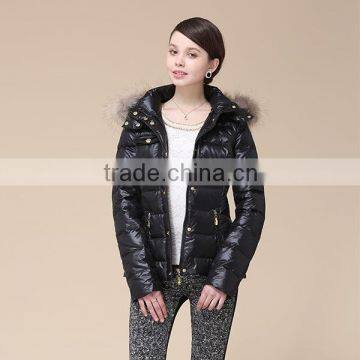 Lady's New Design Down Jacket Short Style With Real Fur Hood Dark New Arrival Down Jacket/Women Jacket/Duck Down Jacket