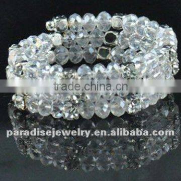 Crystal Bead Rhinestone Coil Bracelet