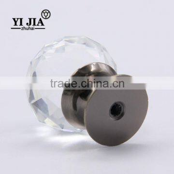 Plated Brass Clear Zinc Base Cabinet Hardware Glass Pulls photo-3