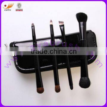 4pcs Mini Portable Black Makeup Brush Set With Zip Pouch