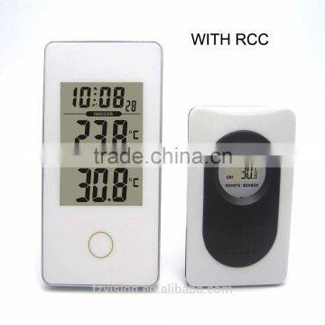 Portable Home/Office RCC Weather Station Black with Indoor Outdoor Thermometer Monitor Digital Alarm Clock