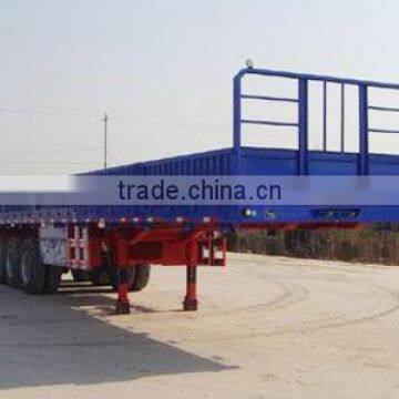 2016 Tri-Axle 50ton 40Feet Flat Bed Side Wall Cargo Truck Semi Trailer For Sale photo-5