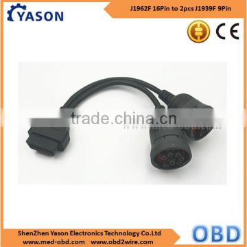 Deutsch Splitter Y Cable,OBD2 J1962 Female 16Pin to 2pcs J1939 Female 9pin