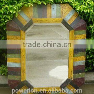 Polygon Colorful Wooden Frame With Glass Mirrors Garden Mirrors