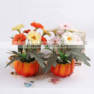 New Design Silk Chrysanthemum Pumpkin Shape Artificial Decorative Bonsai photo-2