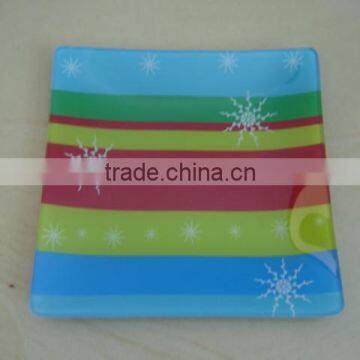 Colorful Flower Printing Glass Square Plate photo-6