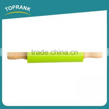 Toprank Wholesale Bakeware Tool Food Grade Silicone Rolling Pin Non-stick Wooden Handle Kids Rolling Pin photo-4