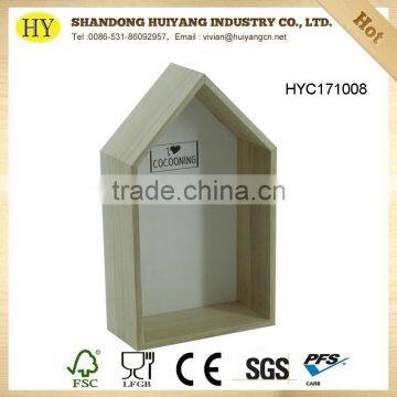 House Shape Paulownia Wall Wood Rack Display Shelf photo-3