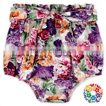 Cute Girls Summer Bowknot Cotton Floral High Waist Cotton Bloomers For Kids photo-2