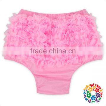 Wholesale Baby Summer Clothes Plain Pink Chiffon Ruffle Bloomers Diaper Cover Cotton Baby Bloomers photo-4