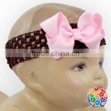 Baby Boutique Hair Accessories Pink Ctochet Bowknot Elastic Hairband photo-4