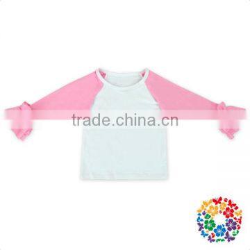 2016 Wholesale Boutique Kids Pink Long Sleeve Ruffled Raglan Shirt photo-4