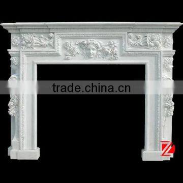 white stone high quality fireplace mantel