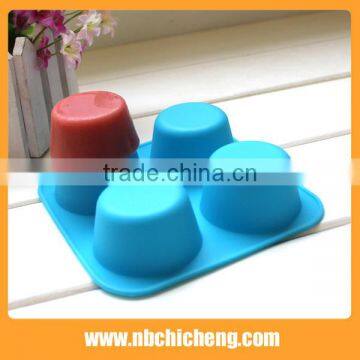 Cute 4 Holes Silicone Cake Moulds 4 Cup Cake Mold photo-3