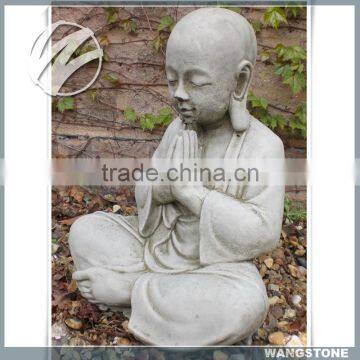 Modern Little Monk With Hand Carved Stone Sculpture by Priestling Buddha Head Statue photo-2