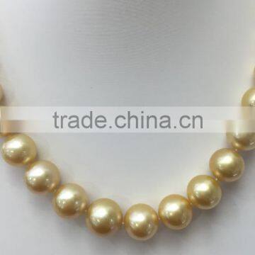 13-14mm Gold South Sea Pearl With 14K Gold Clasp Necklace photo-4